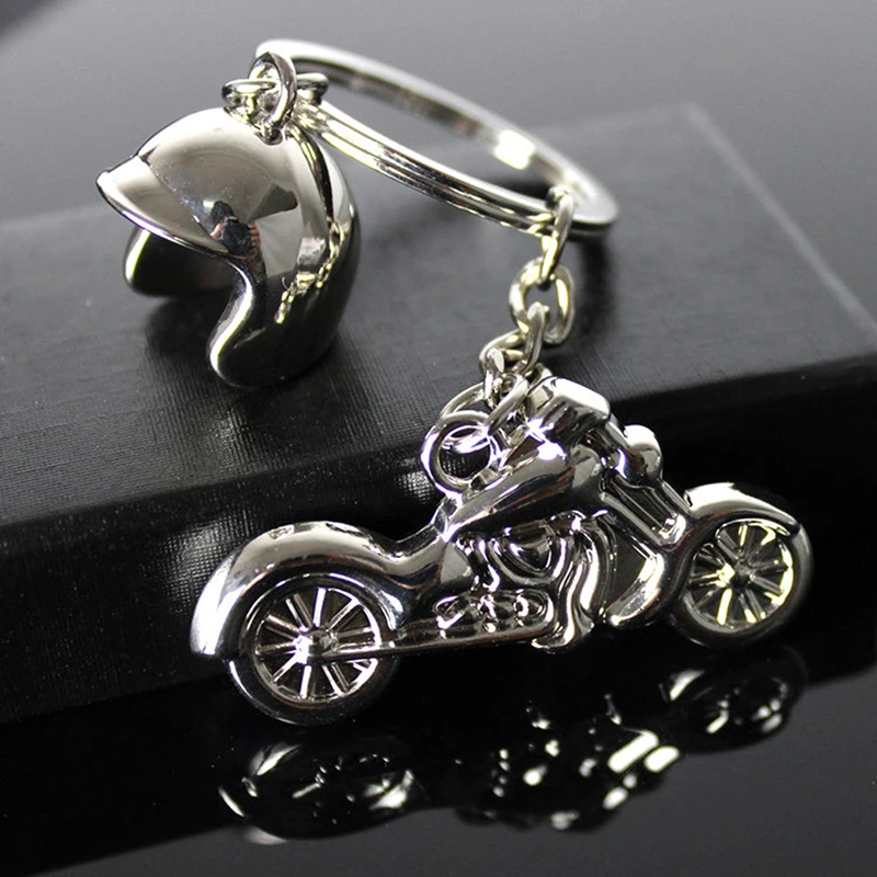 Fashion Men Crosscountry Motorcycle Helmet Pendant Metal Keychain Car Key Ring Gift