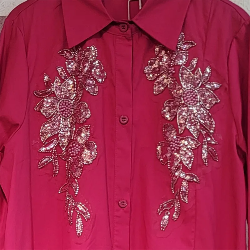 Sukienka damska na wczesną wiosnę 2026, luźna, patchworkowa, z koronkowym wykończeniem, sukienka koszulowa, długa sukienka, modna, odmładzająca, elegancka sukienka letnia.