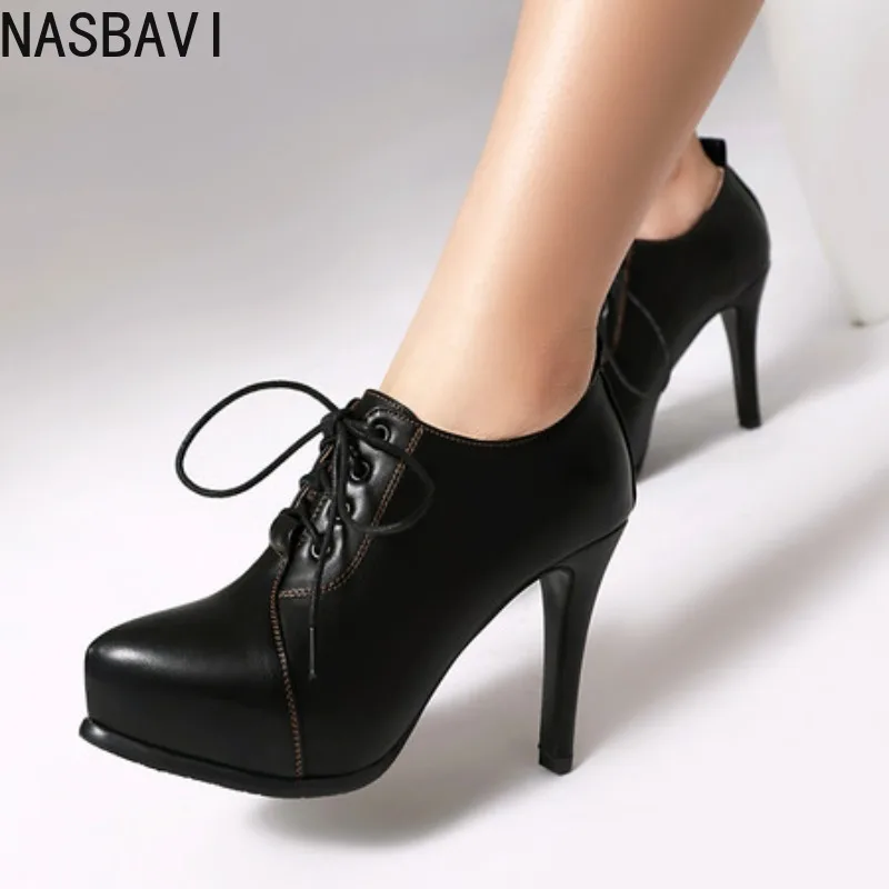 

NASBAVI 2025 Spring Autumn Pumps Women Shoes Black Platform Women High Heel Shoes Lady Plus Size 34-43