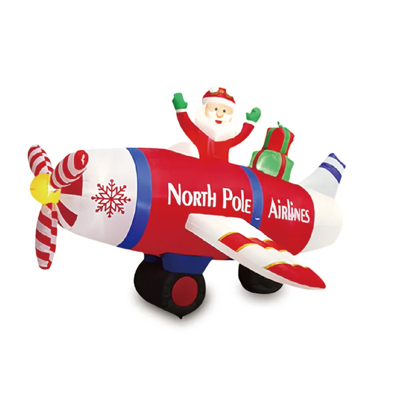 

Inflatable Santa flies a plane and sends gifts LED lights and gas models for Christmas garden decoration