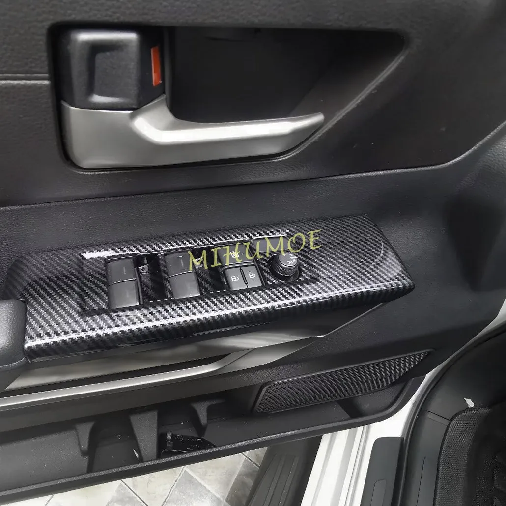 FOR Toyota Tundra Sequoia 2023 2024 2025 Carbon Fiber LHD Window Switch Lift Button Frame Cover Trim ABS Car Styling 4PCS