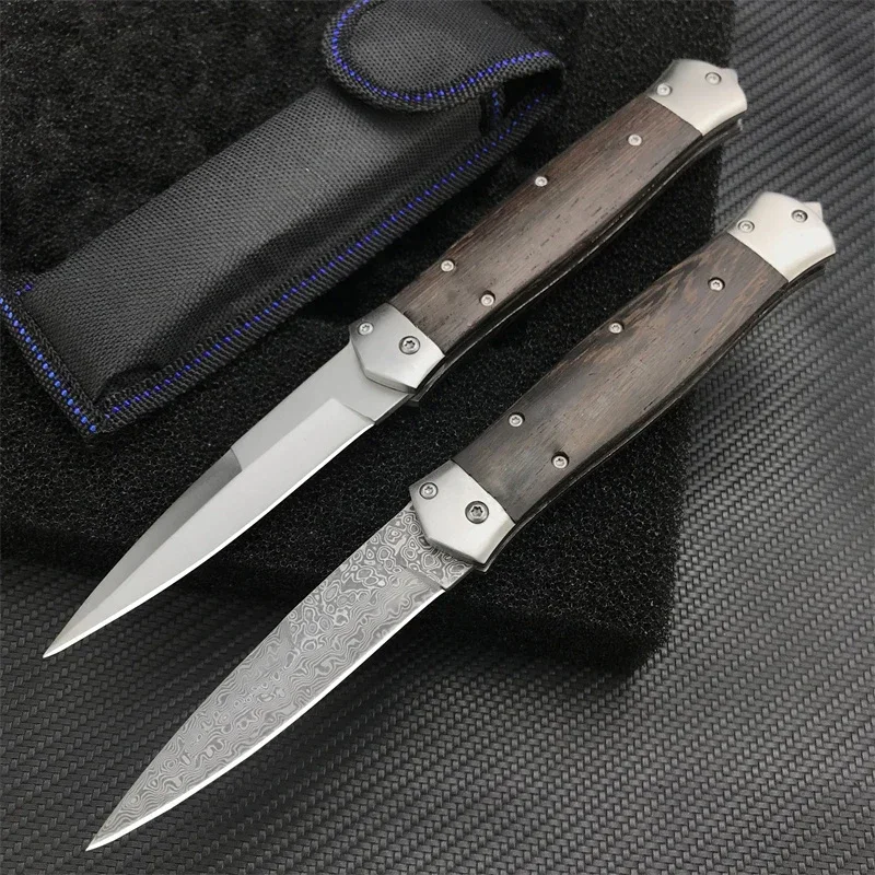 Tactical Damascus Pocket Folding Knife Hunting Self defense Camping EDC Flipper Knife Outdoor Survival Clip Knives Tools