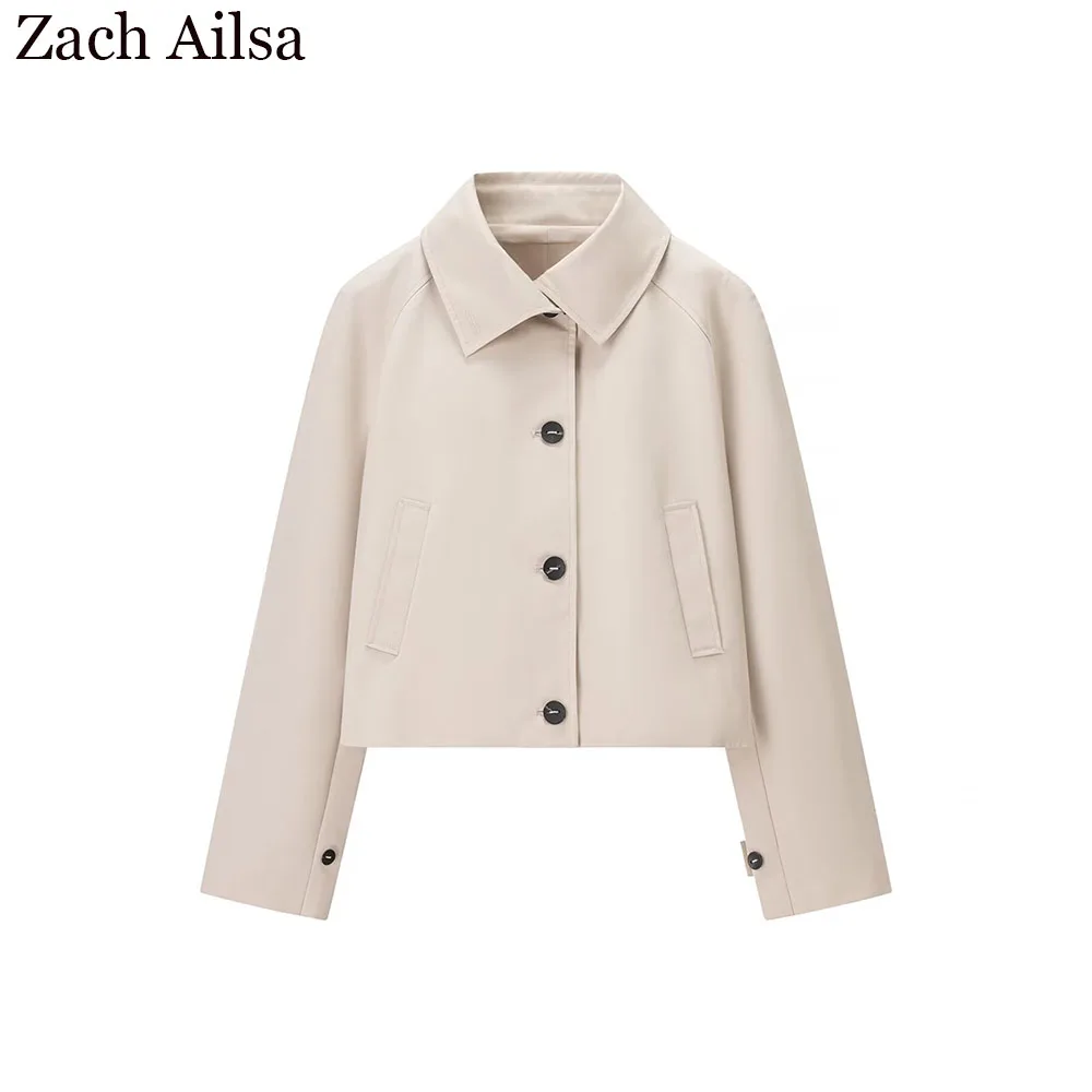 

Autumn new women's casual temperament lapel long sleeved short windbreaker jacket