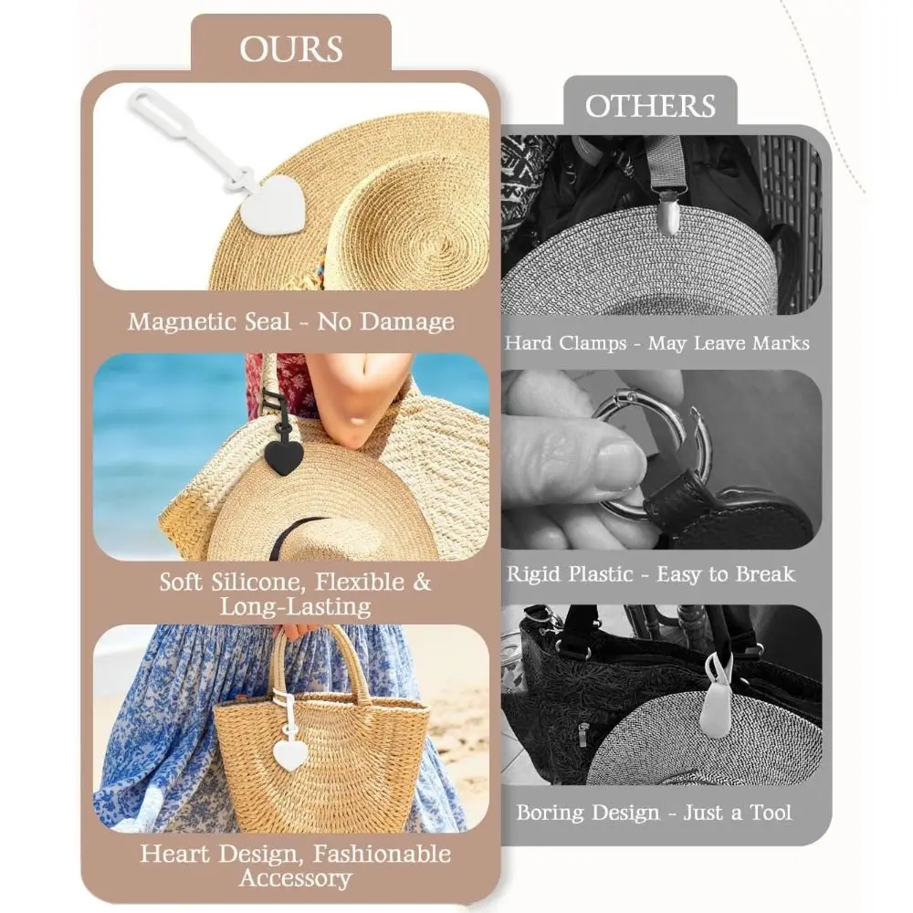 New Heart-shaped Magnetic Hat Clip Adjustable Silicone Hat Holder Flexible Multifunctional Bag Pendant Travel