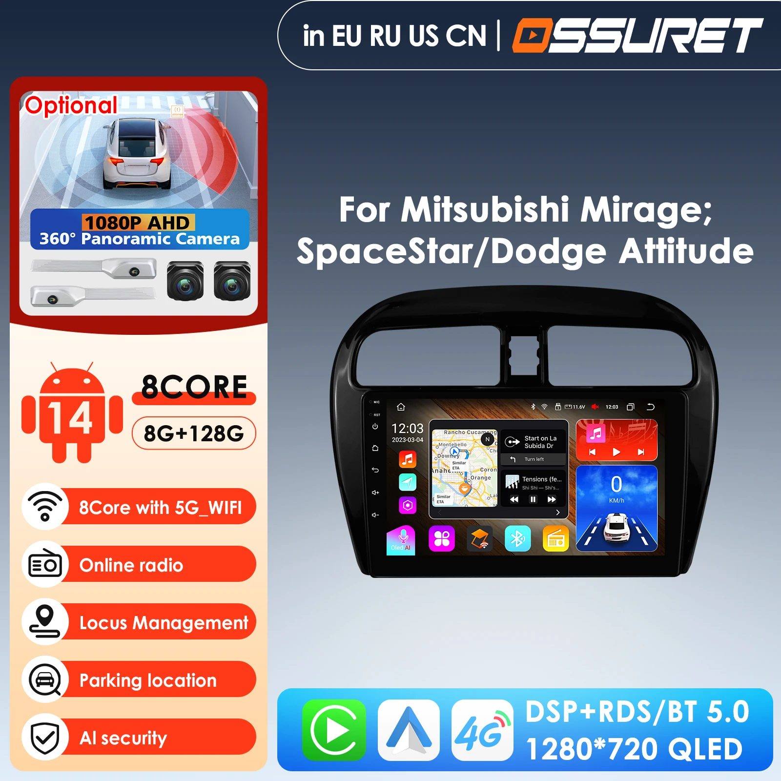 

7862 AI Systems Car Radio Multimedia Video Player for Mitsubishi Mirage 2012-2023 Carplay Android Auto Stereo Intelligent Screen