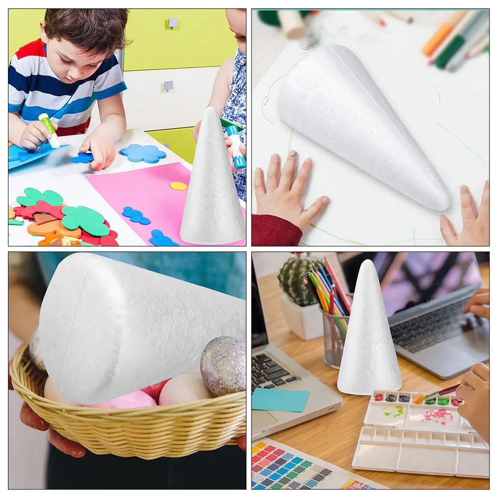 

15pcs Craft Foam Cones White Diy Art Decoration Drawing Painting Ornament Adornments For School Wedding Christmas Projects