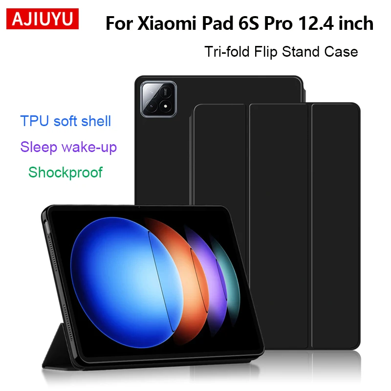 

Case For XIAOMI Pad 6S Pro 12.4" 2024 Flip Stand PU Protective Cover For Xiaomi Mi Pad 6S Pro 12.4 Inch Tablet Case Auto Wake UP