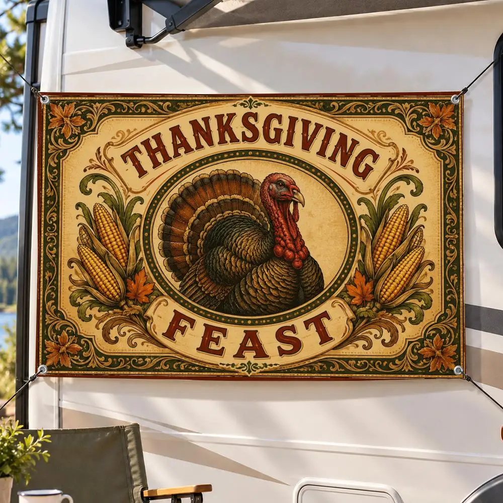 Art Creative THANKSGIVING FEAST Flags Decorative Flag Banner Indoor Outdoor Garden Yard Patio Party Camping Wall Decor Gift