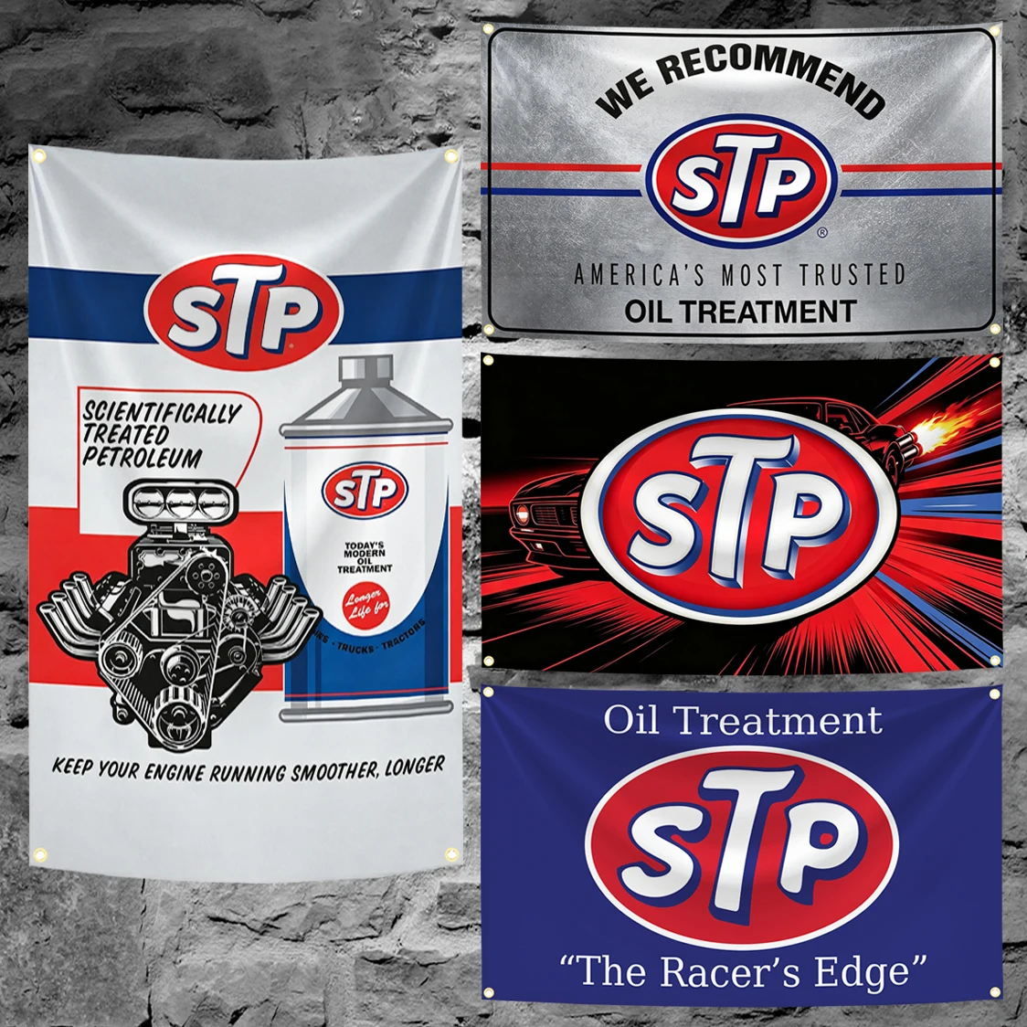 60x90cm 90x150cm 120x180cm STPs Vintage Engine Oil Flag Retro Racing Banner Garage Man Cave Wall Decor