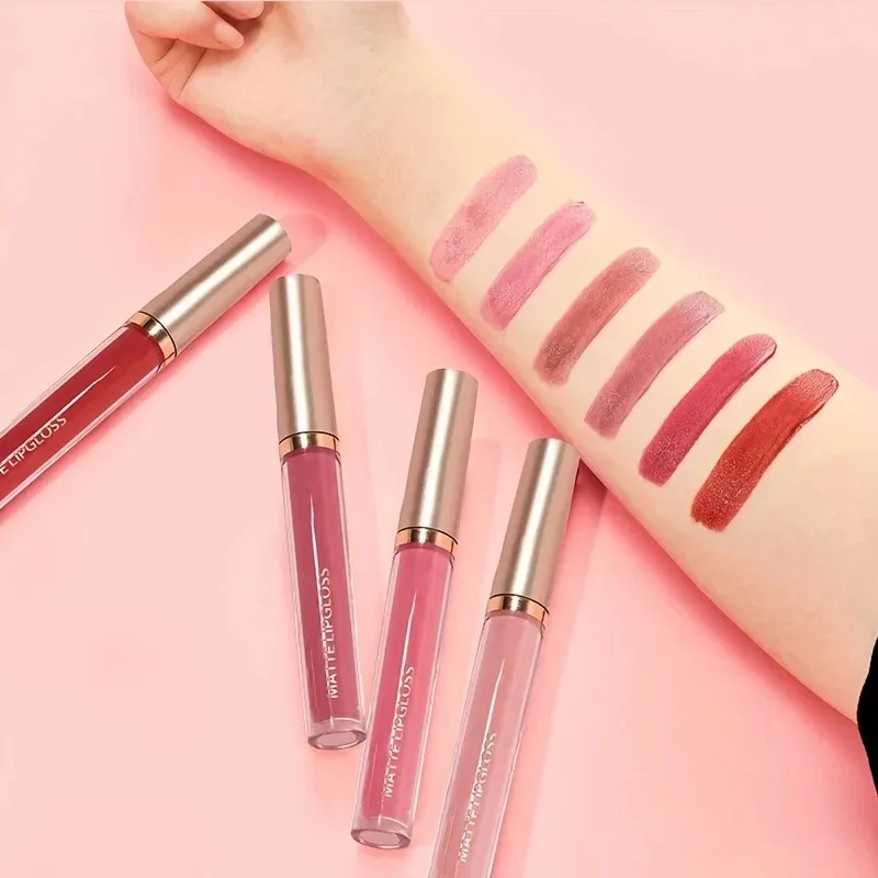 6Pcs/Set Non Stick Cup Liquid Lipstick Matte Lip Gloss Profession Lip Liner Pencil For Valentine's Day Gift Resistant to Fading