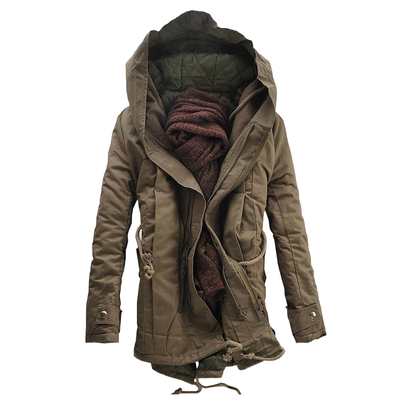 

Jacket for Men Warm Jacket Men Insulated down Jackets Men Autumn And Winter Solid Zipper Loose Outdoor Long Cotton Coat Top