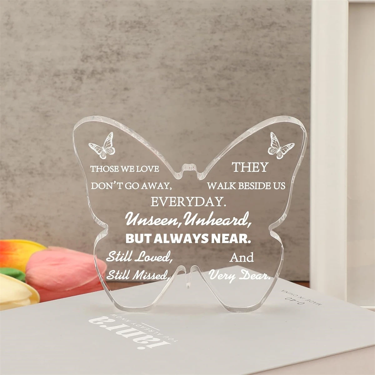 Sympathy Gifts for Loss of Mom, Butterfly Acrylic Plaque Memorial Gifts Condolences Gift for Loss, In Memory of Loved One Gifts