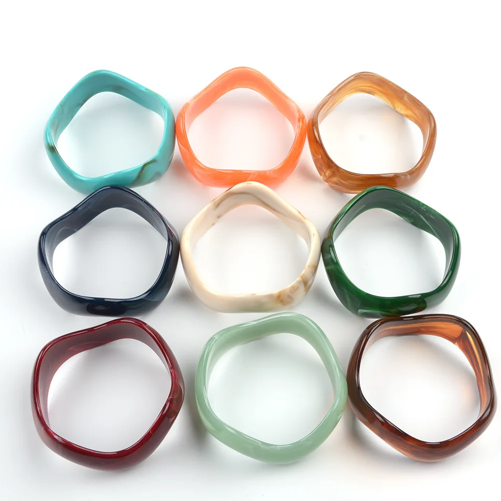 1 Piece  Wave Shaped Blurred and Exaggerated Acrylic Bracelet Ring DIY Jewelry Making Semi-finished Product Accessory 78mm
