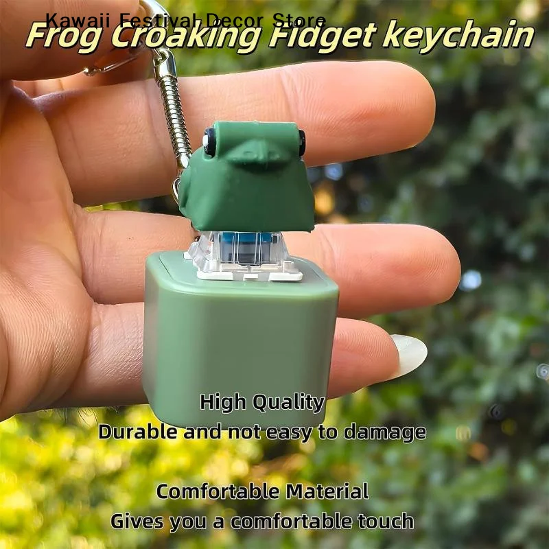 【K】LED Frog Croaking Fidget Toy Keychain With Colorful Lights Stress Relief Keychain With Led Fun Animal Sound Button Toy Adult