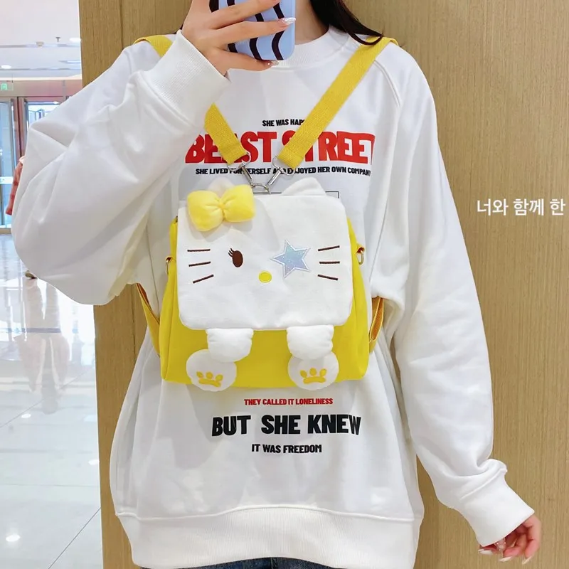 Sanrio New Hello Kitty Student tornister Cute Cartoon Casual i lekki plecak nakładka na pas bezpieczeństwa o dużej pojemności