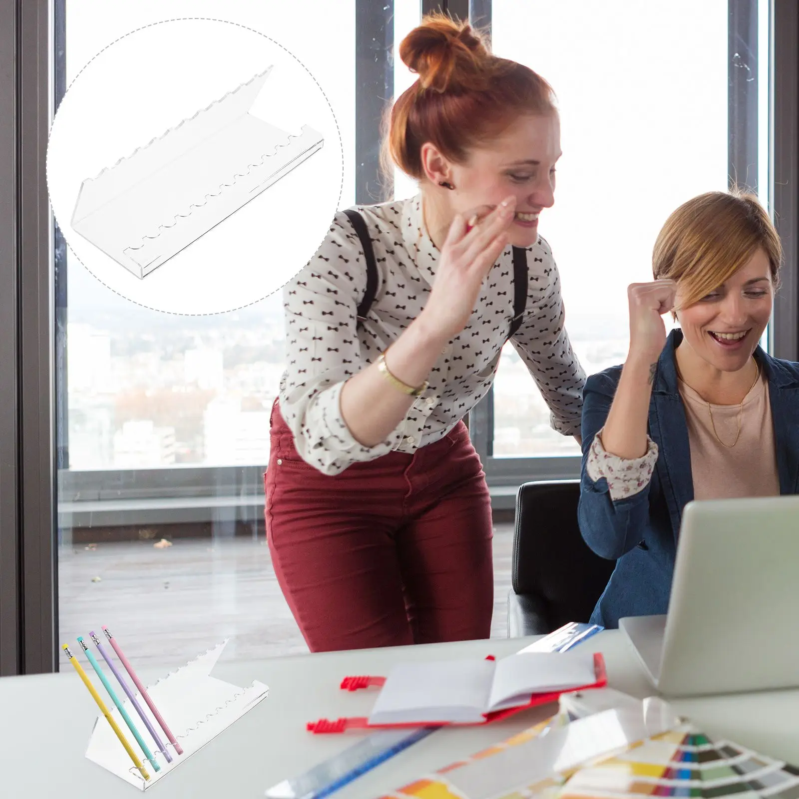 الاكريليك St 6 ثقوب حامل قلم الحاجب عرض القلم حامل قلم رصاص ganizer واضح تخزين الرف للمنزل مكتب عمل