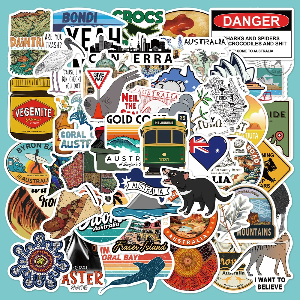 

10/30/50Pcs New Australian Famous Architecture Landscape Stickers DIY Guitar Phone Water Cup Skateboard Waterproof Stickers