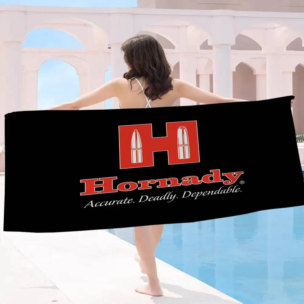 Hornady Logo Fashion Microfiber Printed Beach Towel Mountain Climbing Yoga Beach Swimming Running Absorbent Soft Towel