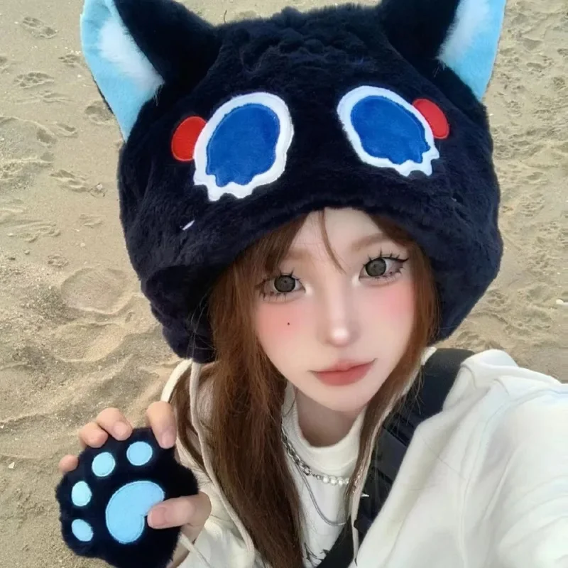 Game Genshin Impact Balladeer Cosplay Anime Wanderer Hat Cute Autumn Winter Warm Plush Ear Protection Cap Kids Adult Gift