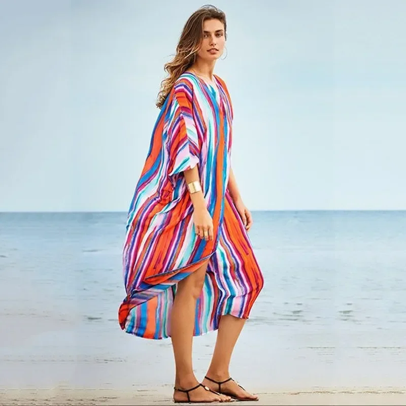 

2025 Spring Summer New Loose Large Holiday Gown Sunscreen Jacket Cardigan Beach Bikini Overlay Swimsuit Women Blouse P3