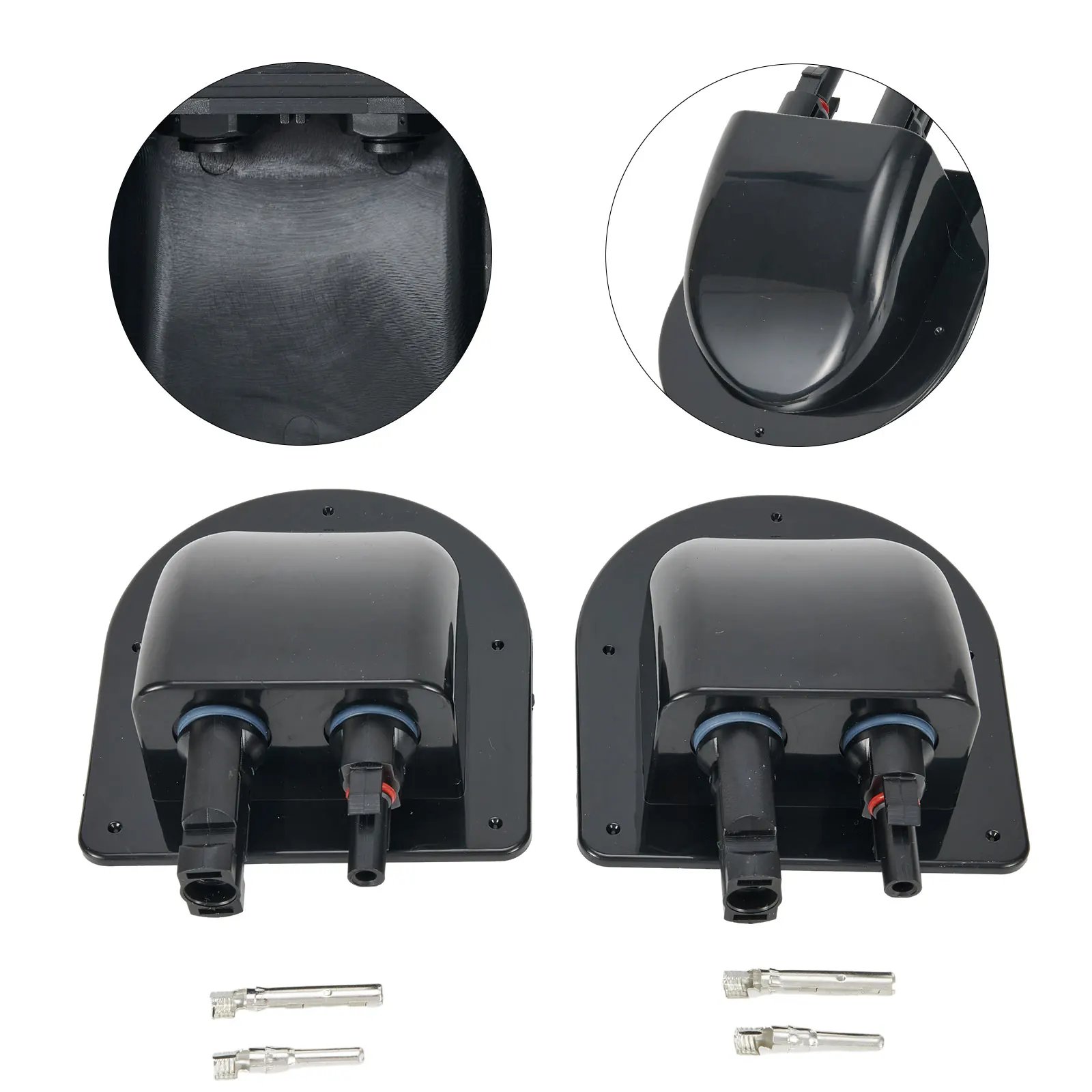 Solar Cable Gland Solar Connection Box RV Safety Solar Waterproof ABS Black Box Cable Cells Connections Housing