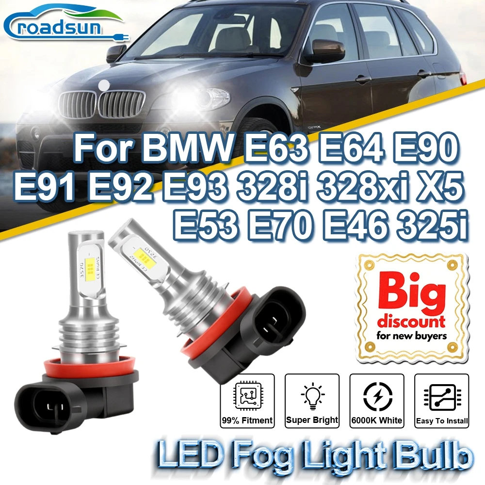 ROADSUN Für BMW E63 E64 E90 E91 E92 E93 328i 328xi X5 E53 E70 E46 325i Canbus LED Nebel Glühbirnen Super Helle Nebel Lampe Ampullen