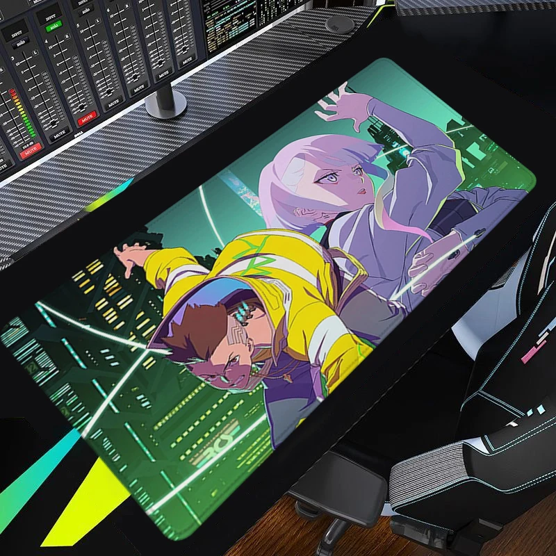 

Anime Mouse Pad Edgerunners XL Computer Desk Mat Mouse Mats Gamer Keyboard Mat Stitched Edge Mousepad Cabinet Pc Gaming Accessoy