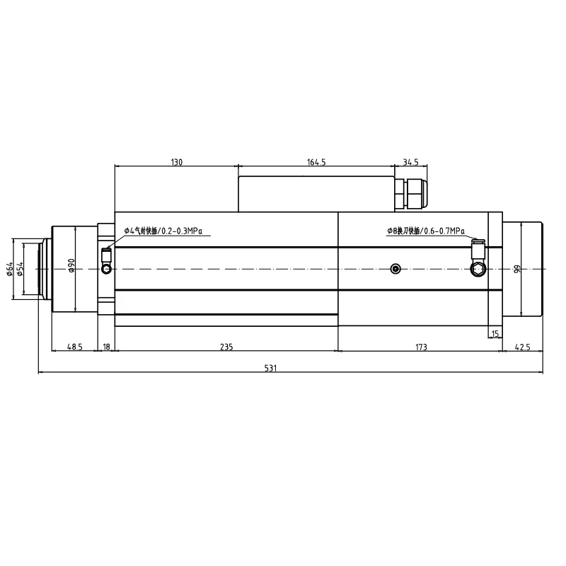 HQD GDL60-30-24Z/6.0 Air Cooling ATC Spindle 6.0KW 24000rpm ISO 30 Spindle Motor for Machine Tools