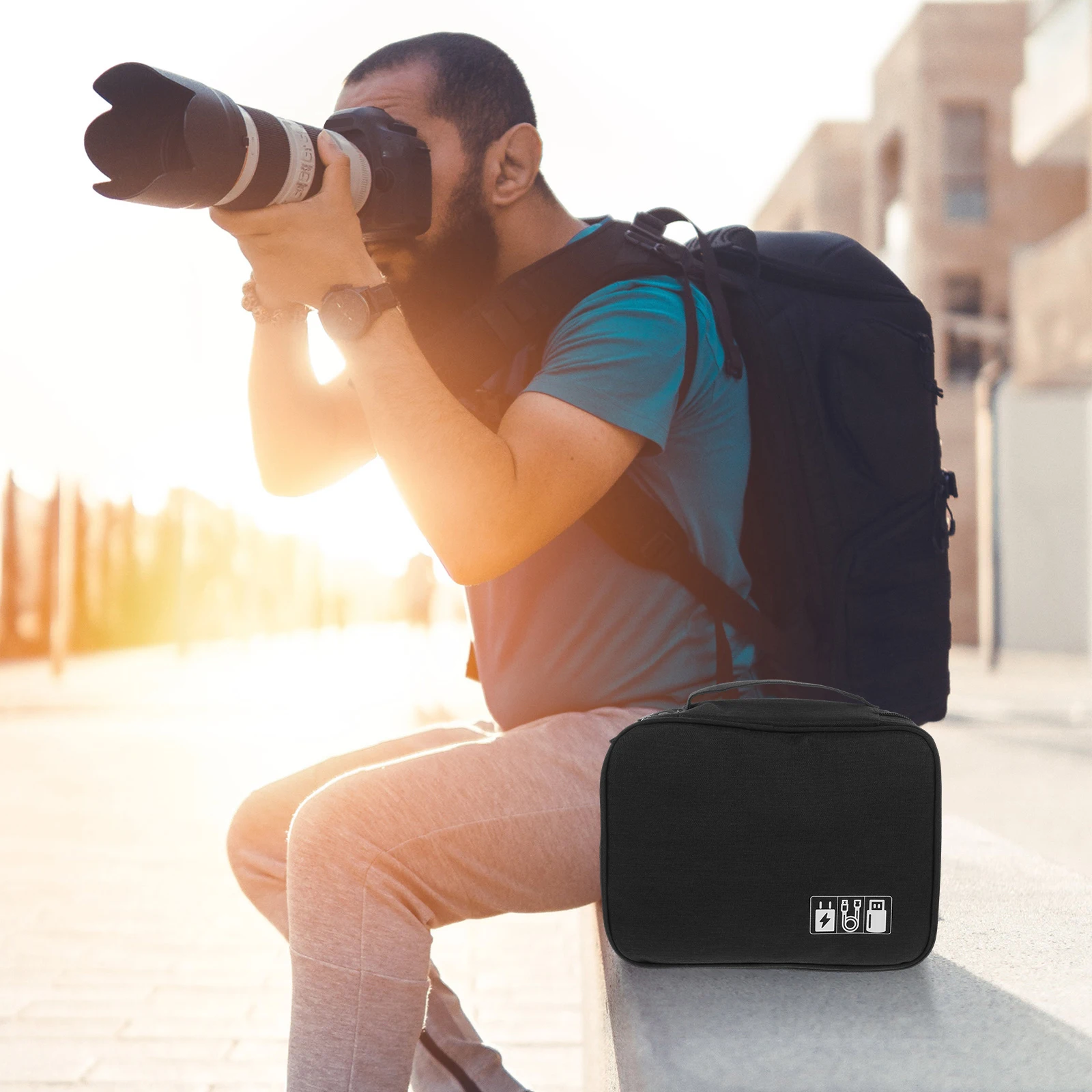 

Travel Portable Large Capacity Digital Organizer Bag Shock-Absorbing Padding Electronics Storage Case Cable Cord