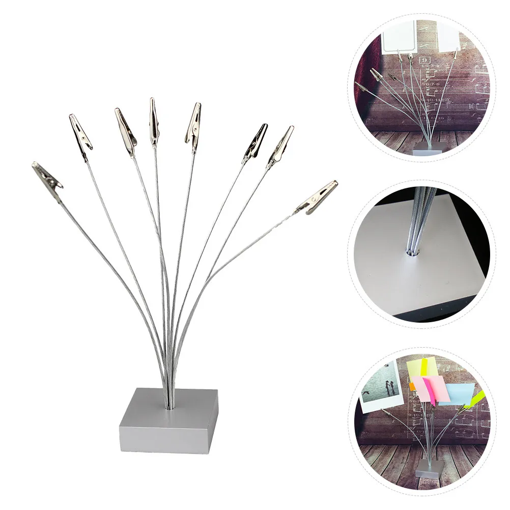 

Set of 8 Silver Multi-Head Alligator Clips Metal Picture Holders Sturdy Memo Clips Photo Holders Tabletop Decor Office Supplies