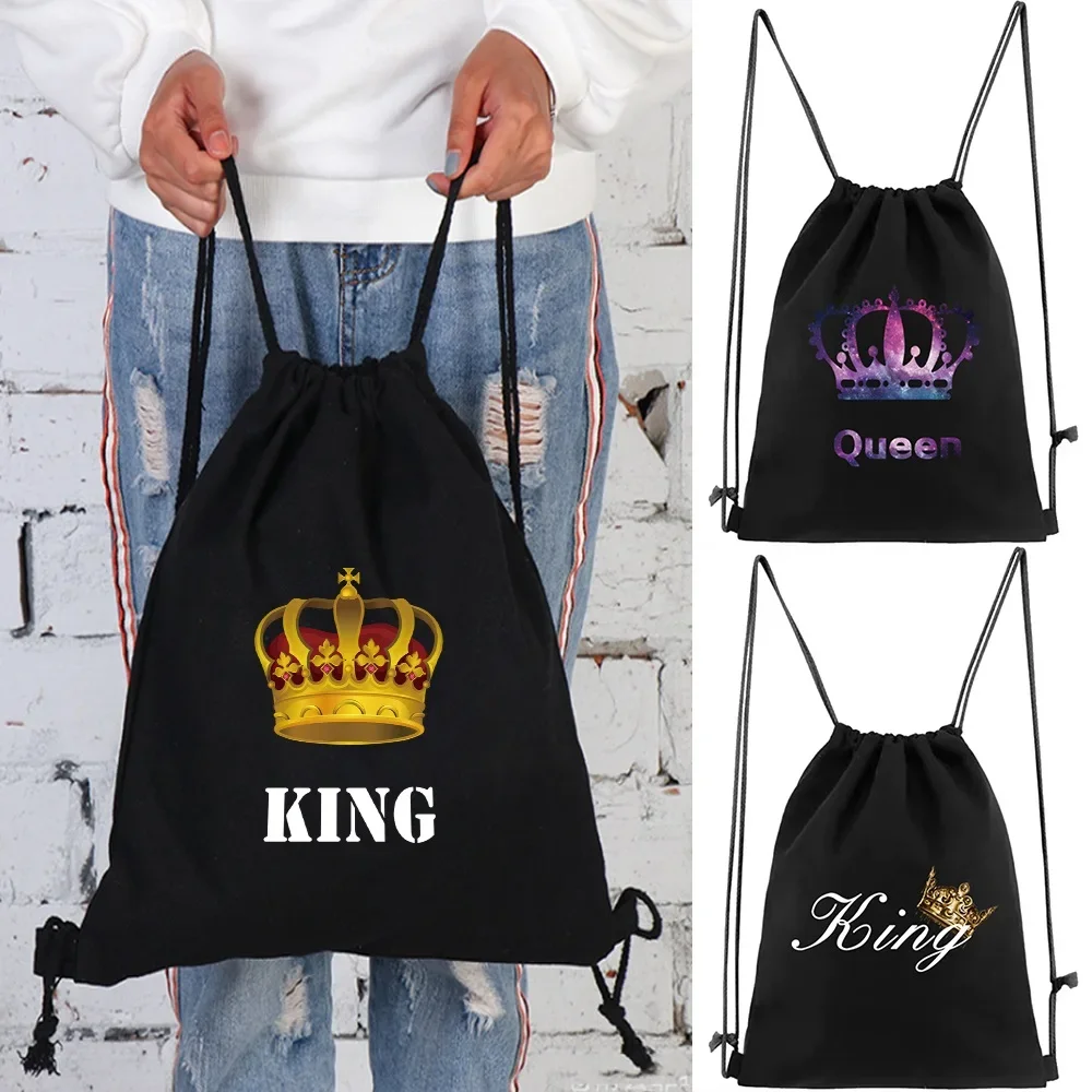 Gym Drawstring Backpack Large Shoulderbag Couple College Students Gift Storage Bag Portable Fashion Unisex Canvas Beach Bags Men