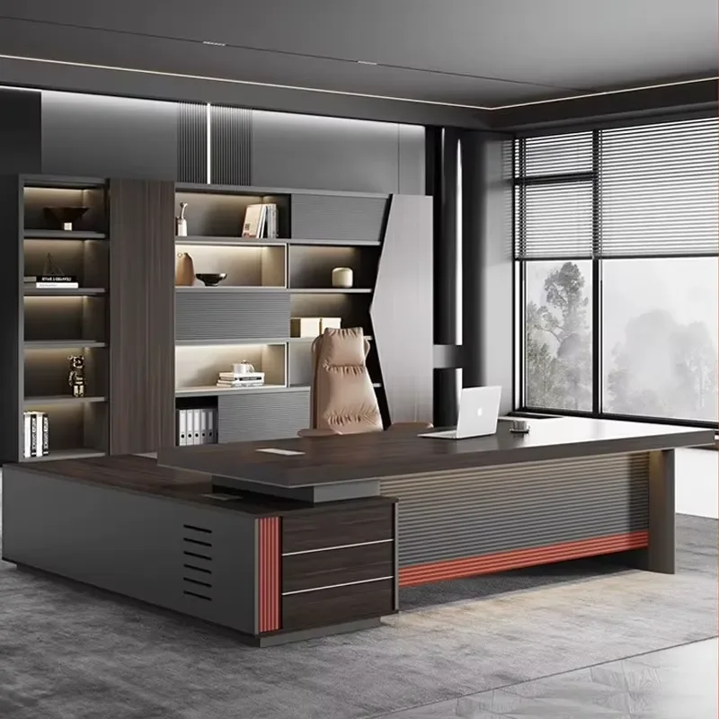 Executive Office Desk Boss Desk Manager Desk Deluxe Wooden Computer Table for CEO Home Office Furniture