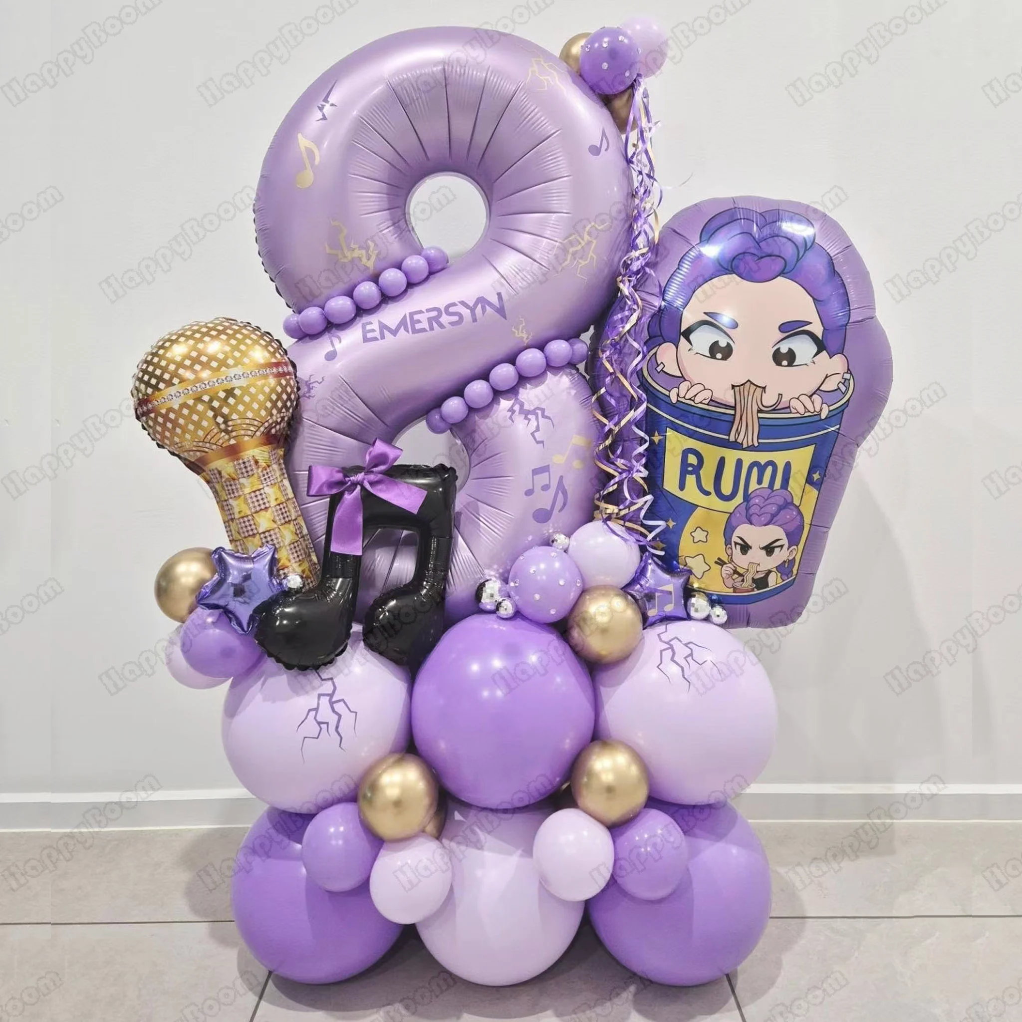 59Pcs Music Girl Hunters Children's Birthday Party Decoration Ball Number Digit 0-9 Balloon Set Baby Shower Supplies Gift Toy