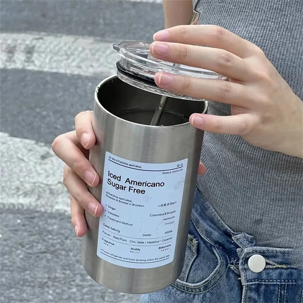 

600ml Portable Ice American Coffee Mug Water Bottle Stainless Steel Thermoses Double Wall Vacuum Flask Insulated Cup Coffee Cup
