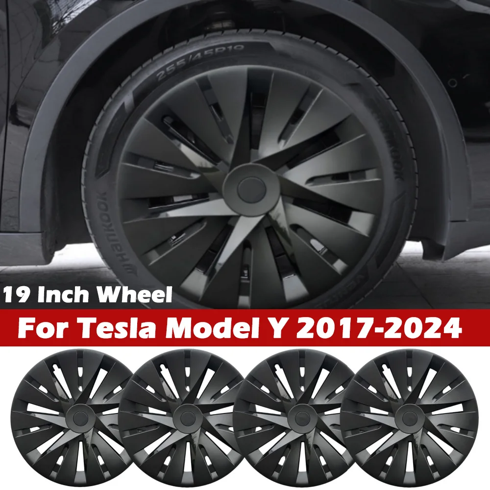 

For Tesla Model Y 2017-2024 Hubcaps,19 Inch Wheel Hub Caps Rim Protectors Replacement Cover Exterior Accessories (Set of 4）