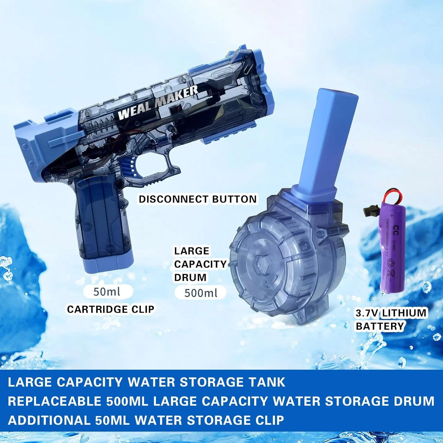 Electric Water Gun 32 Ft Shooting Range & Battery Powered Squirt GunSwimming Pool Beach Outdoor Toys for Kids Adults