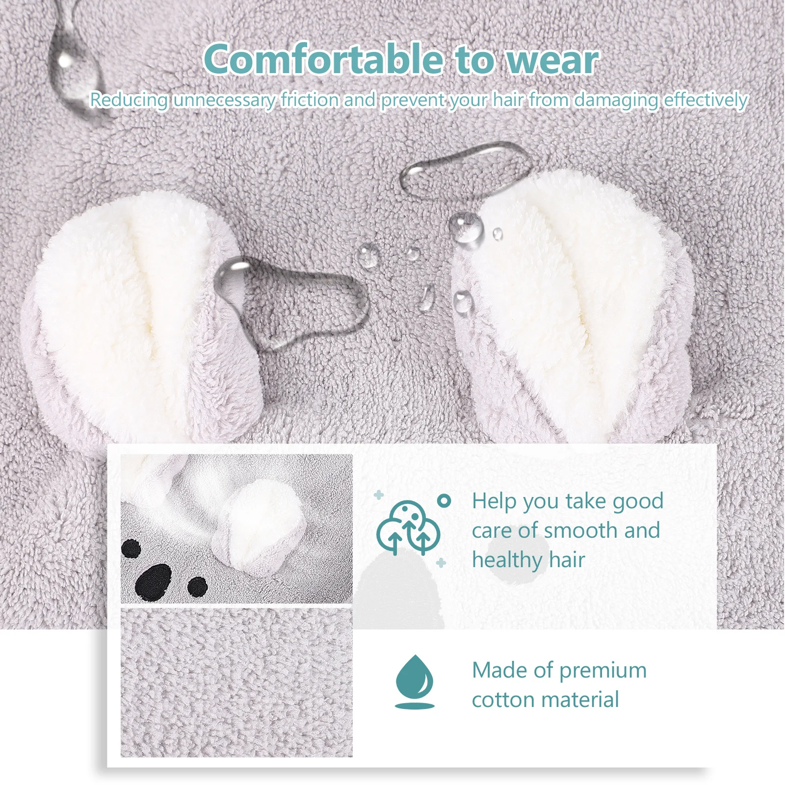 

1 Piece Cute Rabbit Ear Hair Drying Hat for Women Absorbent Cotton Bathing Cap Lightweight Shower Hat for Quick Dry and Hair