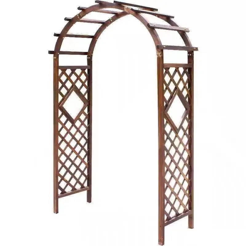 

Arch flower stand climbing vine solid wood garden door frame wooden arched anticorrosive carbonized wood outdoor courtyard grape