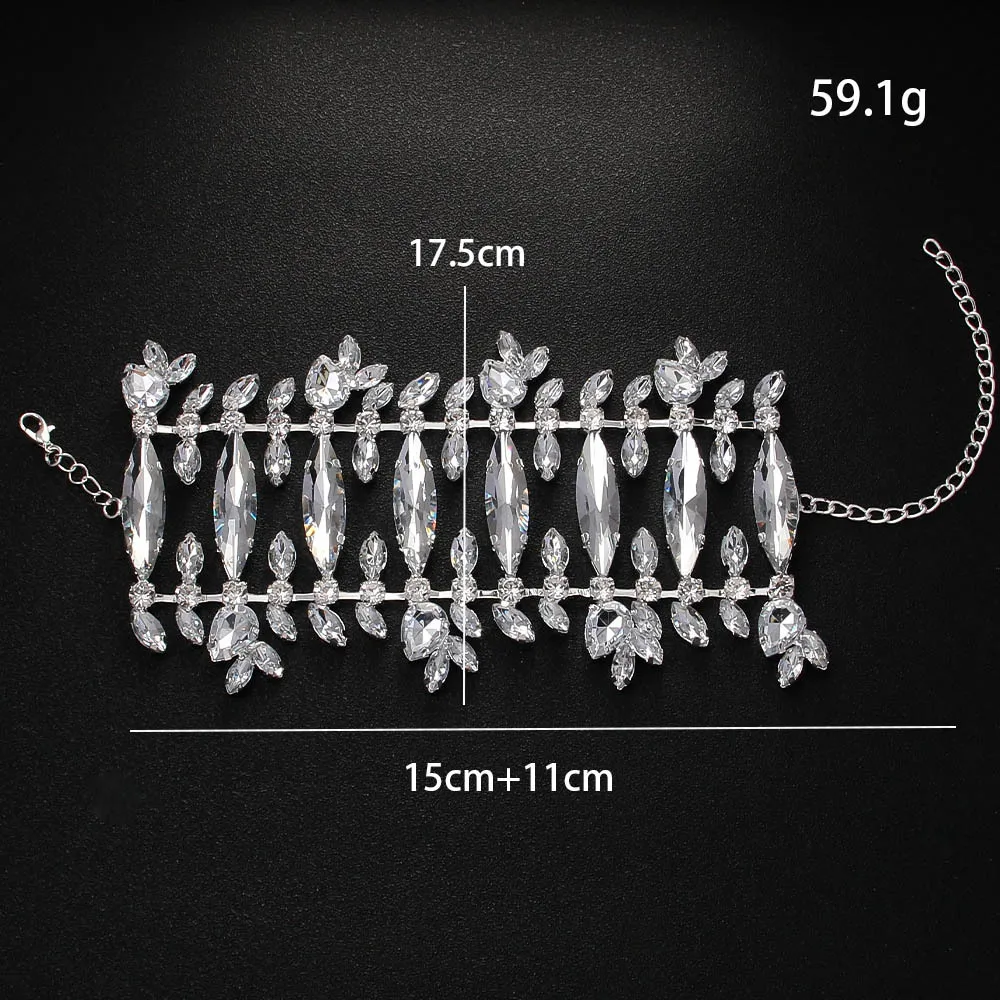 Exaggerated Cuff Bangle for Women Rhinestone Open Bracelet Chain Drag Queen Aesthetic Club Hollow Wrap Wrist Luxury Party Gift