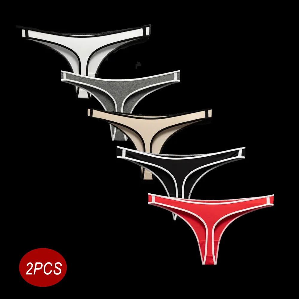 2 шт., женские бесшовные хлопковые стринги с низкой талией, нижнее белье, сексуальные спортивные женские бесшовные высокоэластичные стринги больших размеров