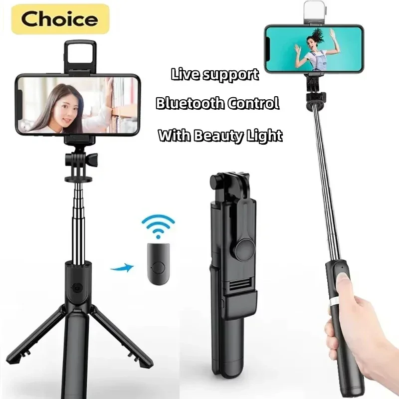 Bluetooth Wireless Selfie Tripod 3 In 1 With Fill Light Shutter Remote Control Portable Foldable Monopod For iPhone Smart Phone