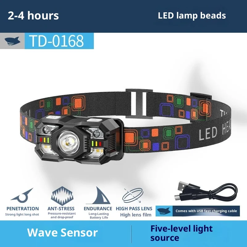 FUNAYA كشافات أمامية صغيرة تعمل بالحركة باللون الأحمر والأبيض بشعاع مزدوج - تكبير الصيد الليلي في الهواء الطلق ومصباح أمامي للضوء الكاشف #5