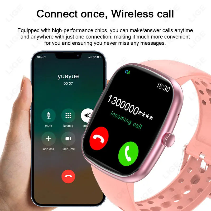 LIGE 2025 جديد ساعة ذكية بلوتوث دعوة رسالة تذكير 24 ساعة مراقبة الصحة ساعة ذكية هدية للرجال النساء Reloj Mujer #3