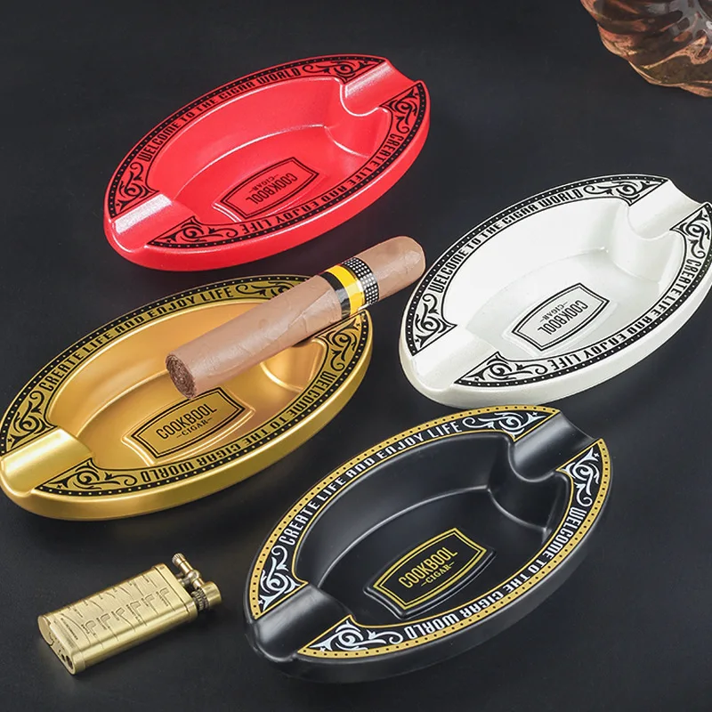 

Modern High-end Melamine Double-slot Cigar Ashtray Portable and Lightweight Household Ashtray Smoking Accessory Home Decoration