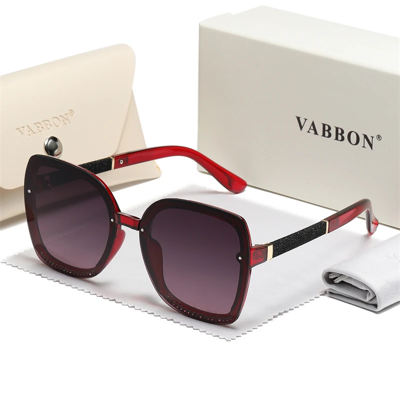 Vabbon moda feminina novos óculos de sol polarizados diamante incrustado óculos de armação grande esportes ao ar livre proteção solar óculos de condução, presente premium 267