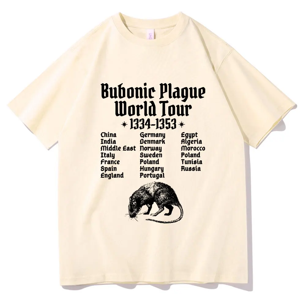 

Hot Sale Bubonic Plague World Tour T-shirt Funny Mouse Rat Meme Rock Streetwear Men Women's Casual Punk Oversized Short Sleeve