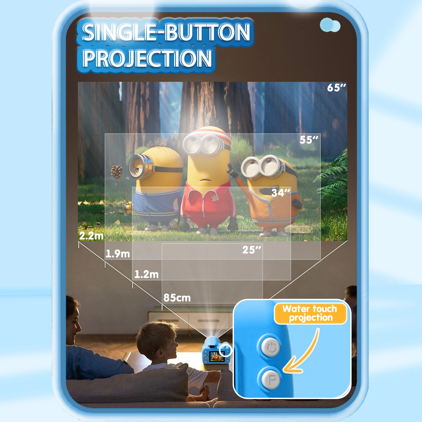 Kids Camera with Projector, Large Screen 1080P Video Recording Camera, 32GB SD Card, Christmas Birthday Gift, Portable Toys for