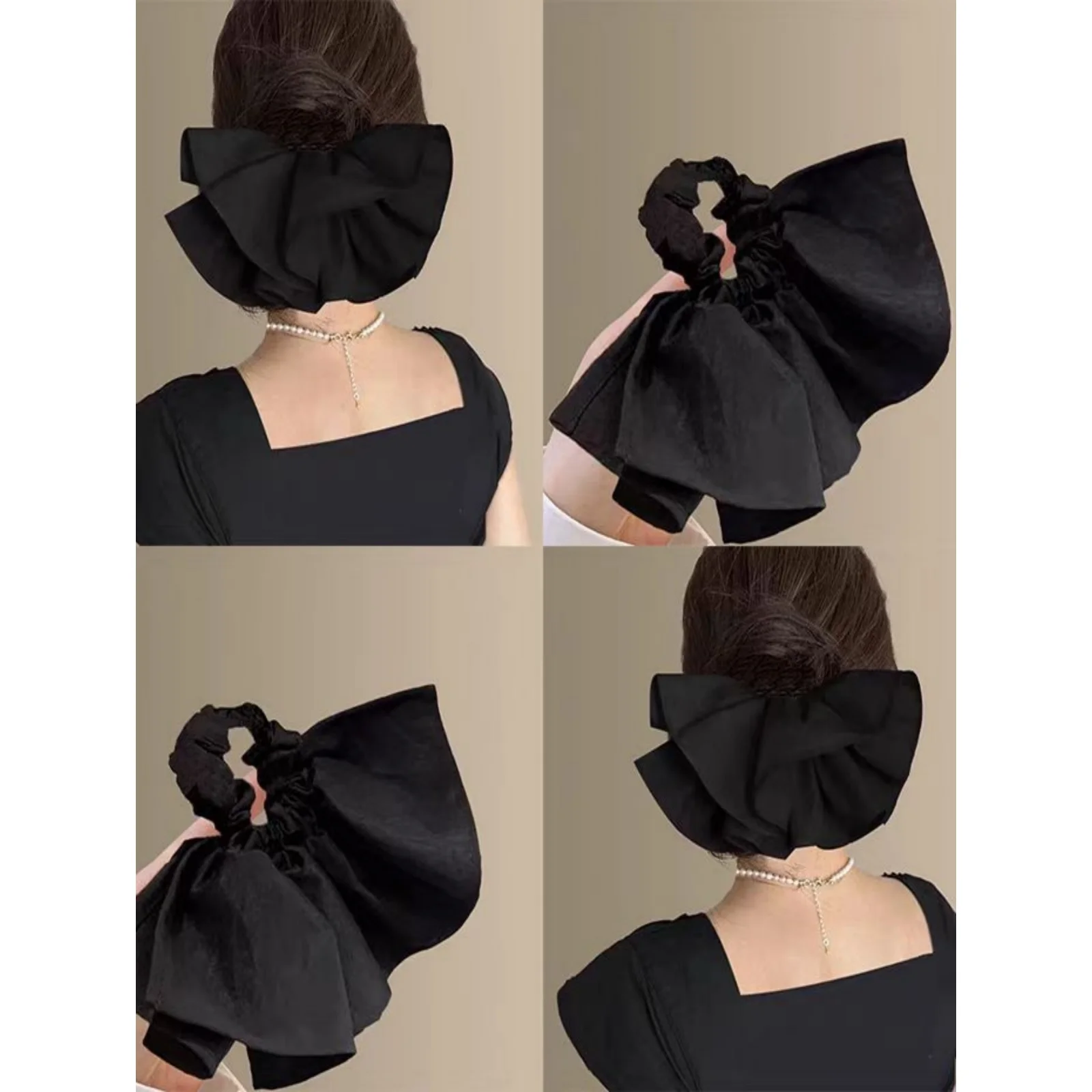 1 قطعة تنورة الرجعية تنحنح شريط طبقة مزدوجة Scrunchie ، ركاب مزاجه ذيل حصان الشعر حبل ، المتخصصة كبيرة Scrunchie زهرة الشعر