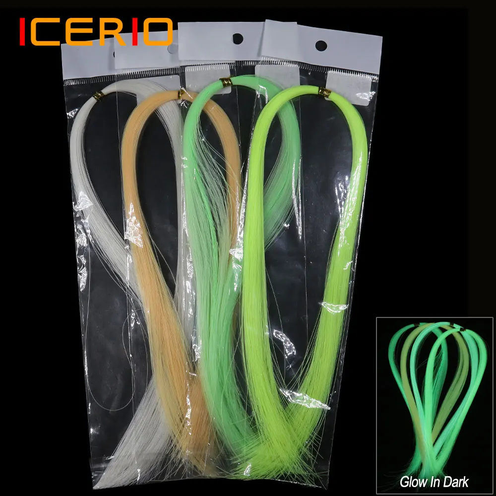 

ICERIO 2 Bags Glow Tinsel in Dark Trout Saltwater Lures Fly Tying Material Luminous Fishing line for Jig Assist Hook Sabiki Rigs