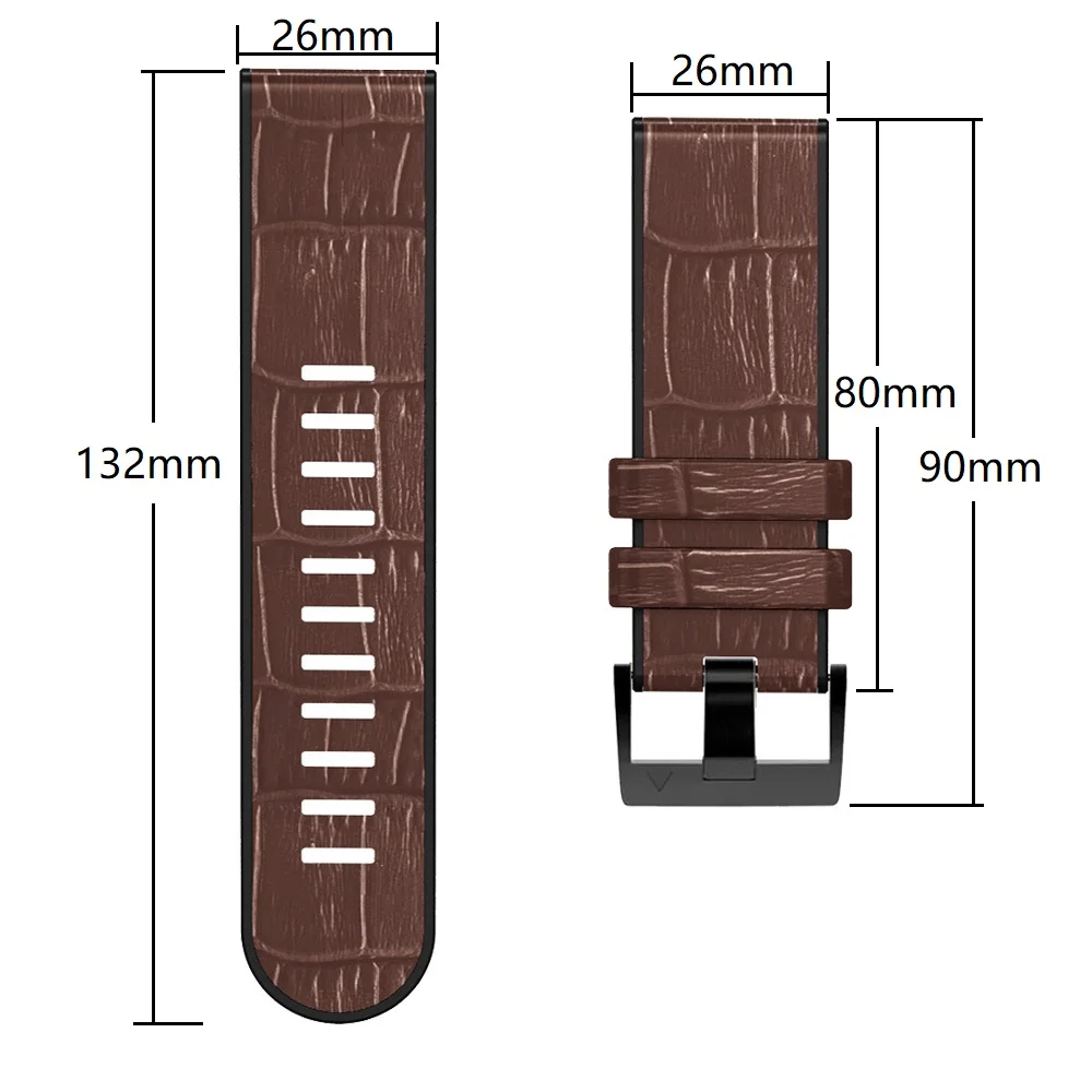 QuickFit 22 26 Leather + Silicone Strap For Garmin Fenix 7 7X 6 6X 5 5X plus Watch Band For Epix Gen 2/Descent G1 Solar Bracelet